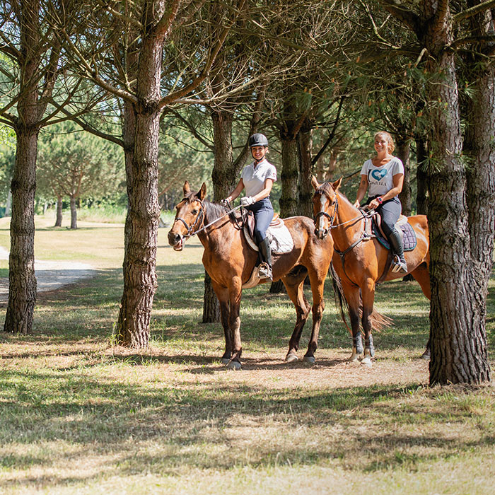 donne a cavallo nel parco di Albarella
